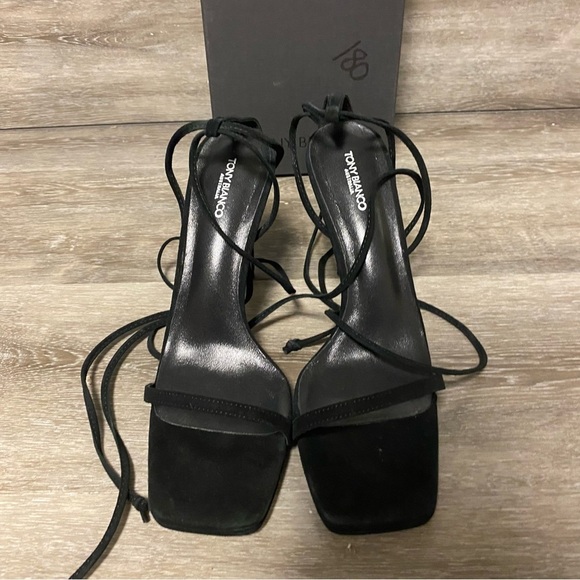 Tony Bianco | Fleur Lace Up Sandals In Black Suede Size 9 NEW - Picture 4 of 12